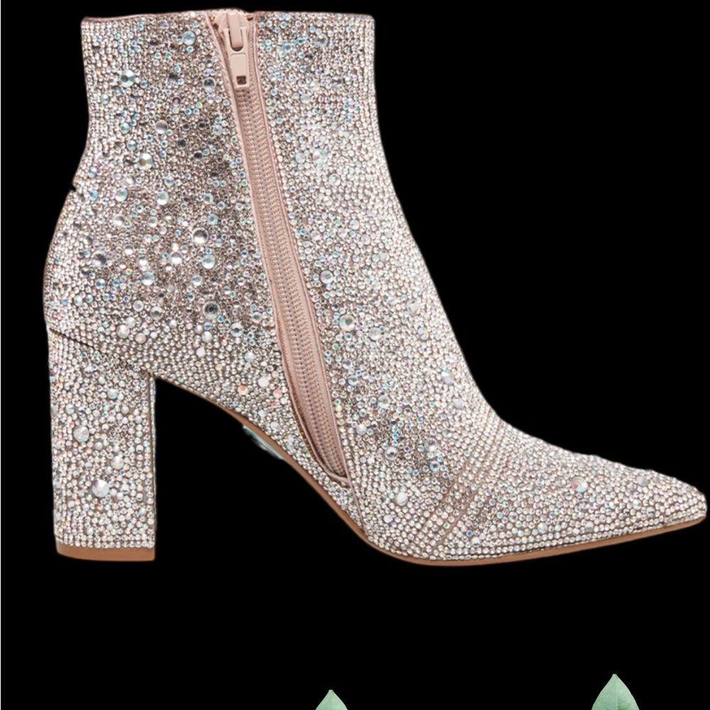 SIZE 11 Betsey Johnson Sparkling Silver Ankle Boots - Picture 3 of 4